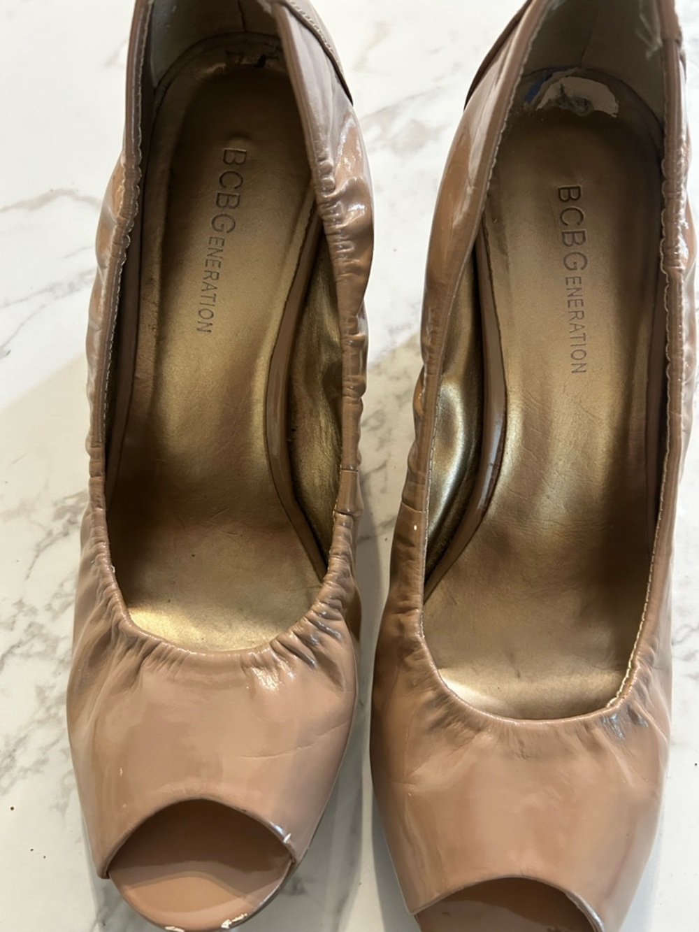 BCBGeneration Blush Patent Peep-Toe Pumps